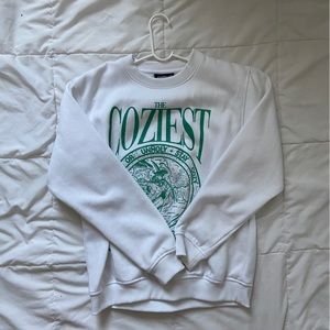 white mint green and white crewneck from COZIEST